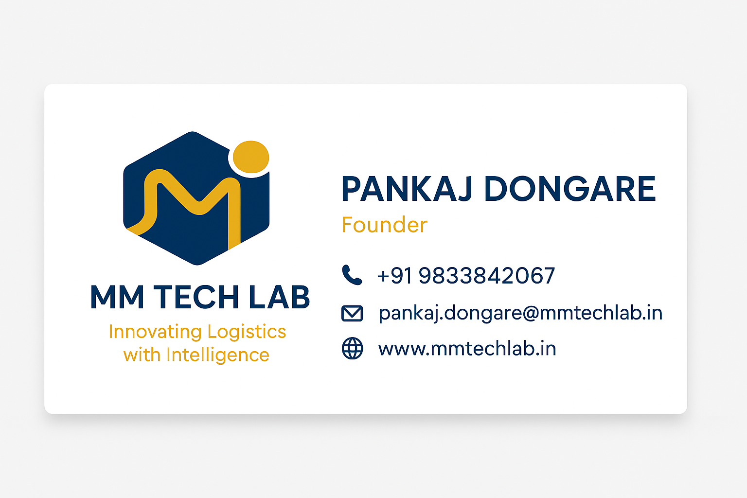 MM Tech Lab visiting card